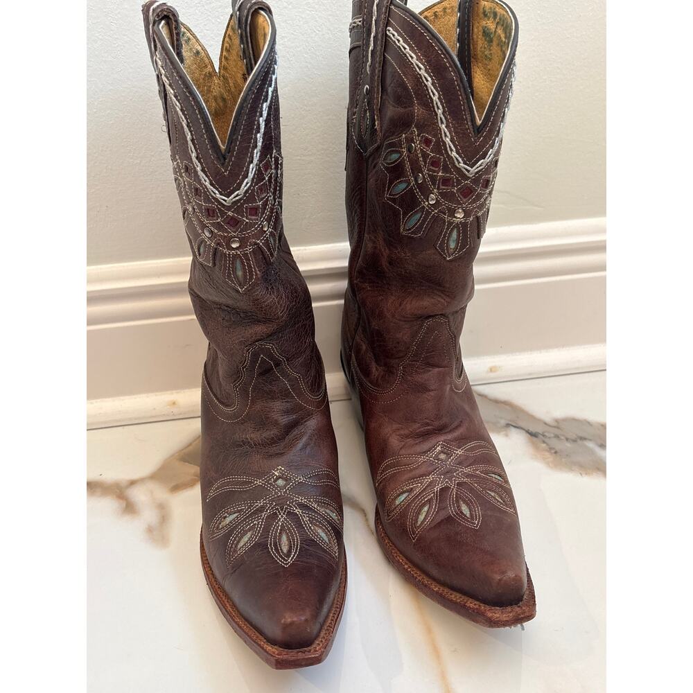 TONY LAMA Women’s Chocolate Rancho Snip Toe Western Cowboy Boots Sz 9 B